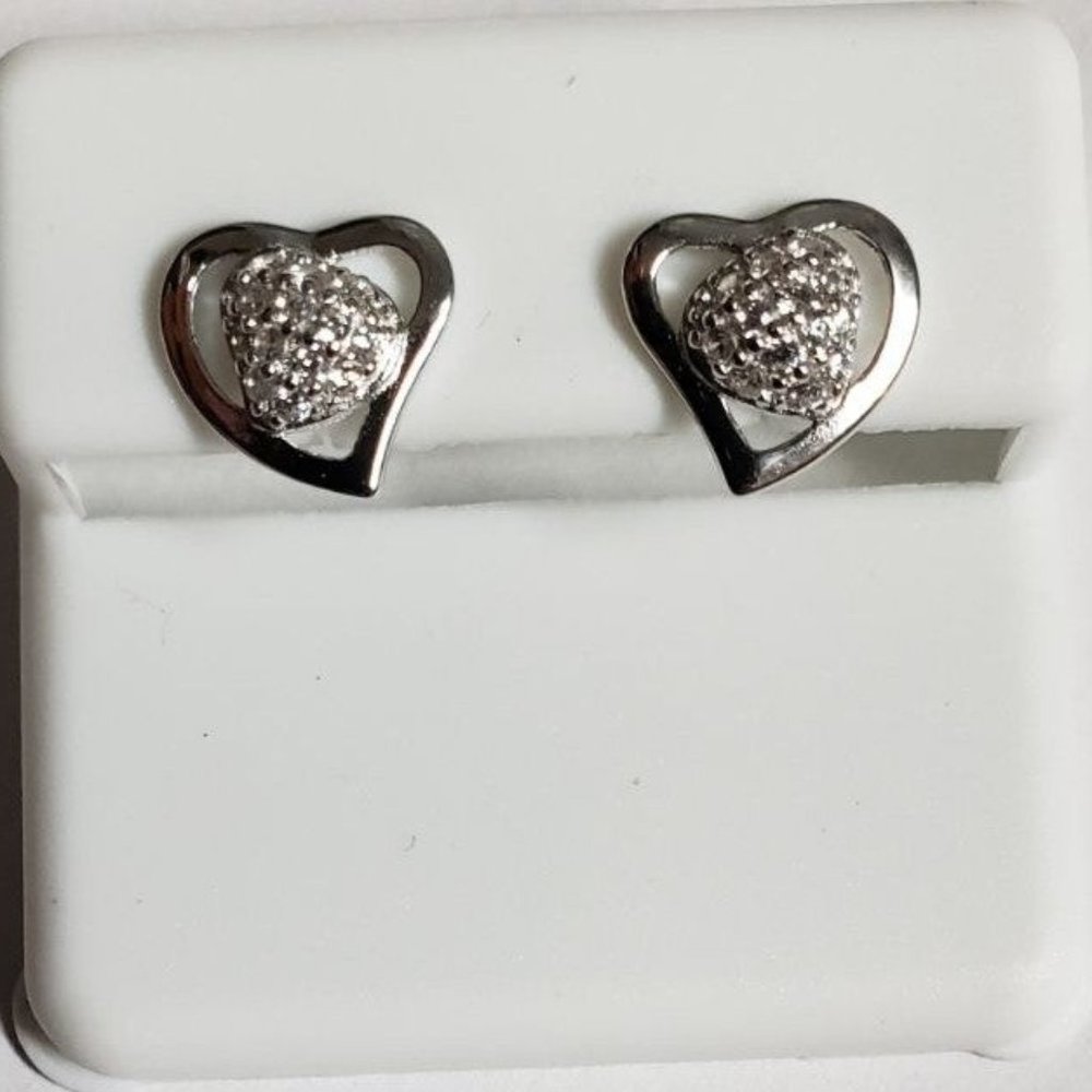 925 sterling silver double heart Earring
